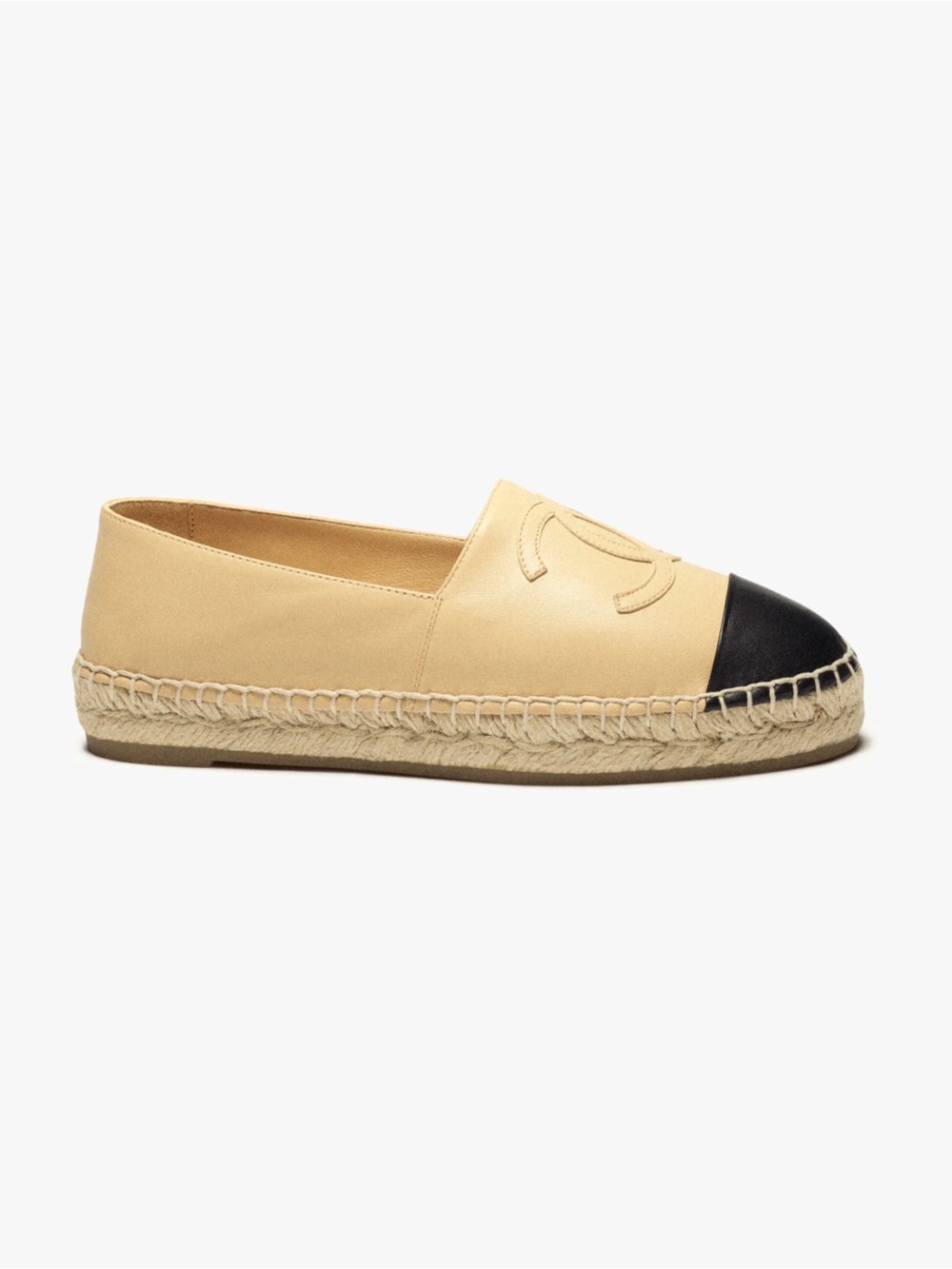 Chanel Lambskin Leather Espadrilles Two Tone Size US  10.5 - 41 EU   Run Sm-EUC